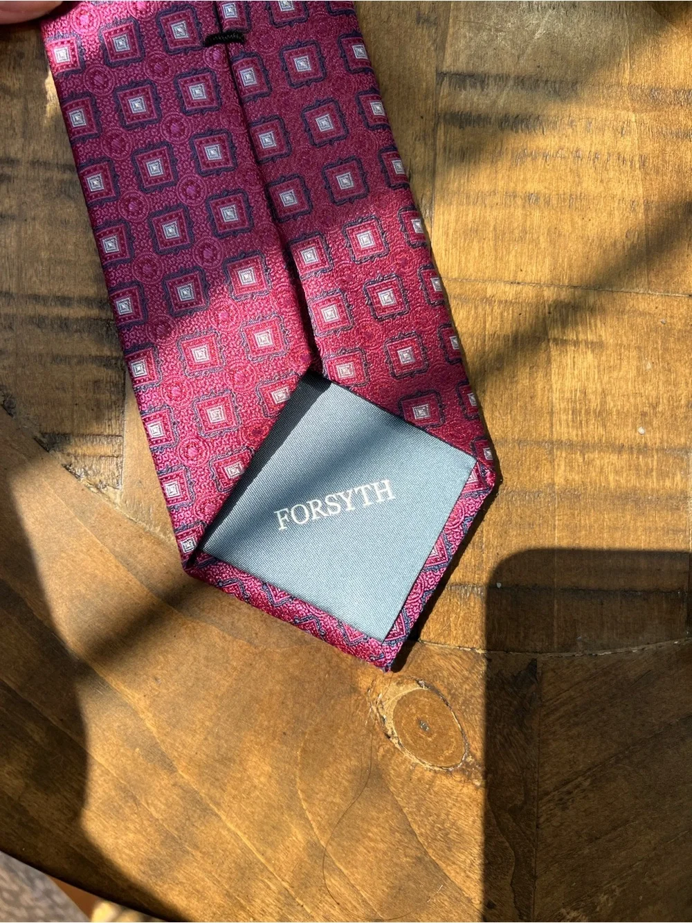 Classic Burgundy Square-Pattern Tie